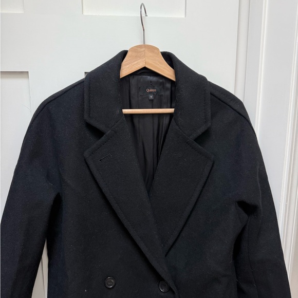 Quince Italian Wool Double-Breasted Slouch Coat Black Size small NWOT - Picture 4 of 8